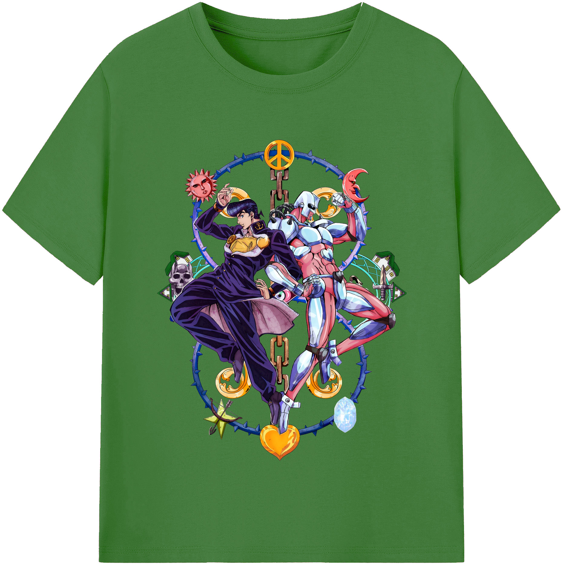 （画像用） ジョジョの奇妙な冒険 ひがしかた じょうすけ JoJo's Bizarre Adventure Higashikata Josuke レディースカジュアルプリントTシャツ（綿100％）